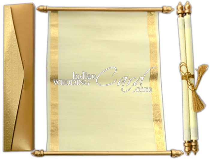 S1003, Bronze Color, Shimmery Finish Paper, Scroll Invitations