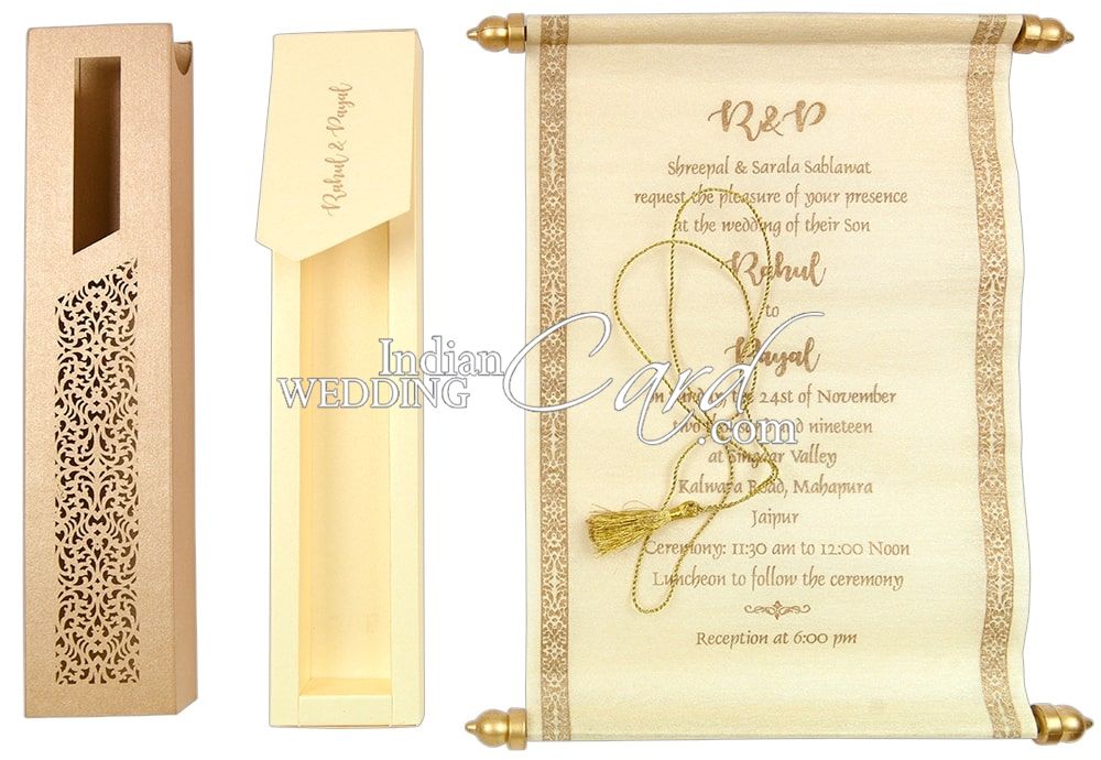 Royal Scroll Wedding Cards, Scroll Wedding Invitation at best