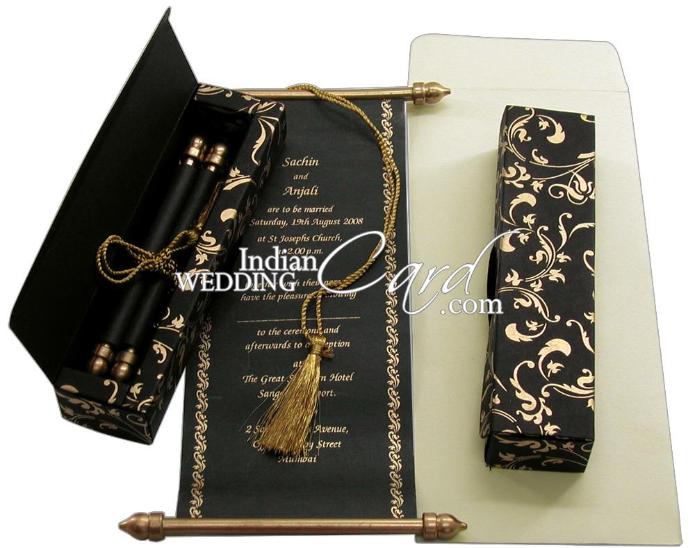  Wedding Invitations Cards Bride and Groom Scroll