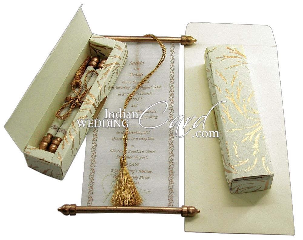 10 Personalised Wedding/Evening Invitations on a scroll in a Lovely Matching Box