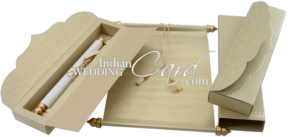 S1057, Gold Color, Scroll Invitations, Jewish Invitations