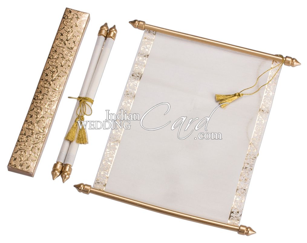 S1057, Gold Color, Scroll Invitations, Jewish Invitations