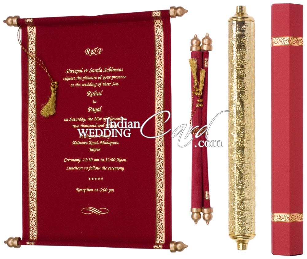 S954 Red Color Scroll Invitations Jewish Invitations 