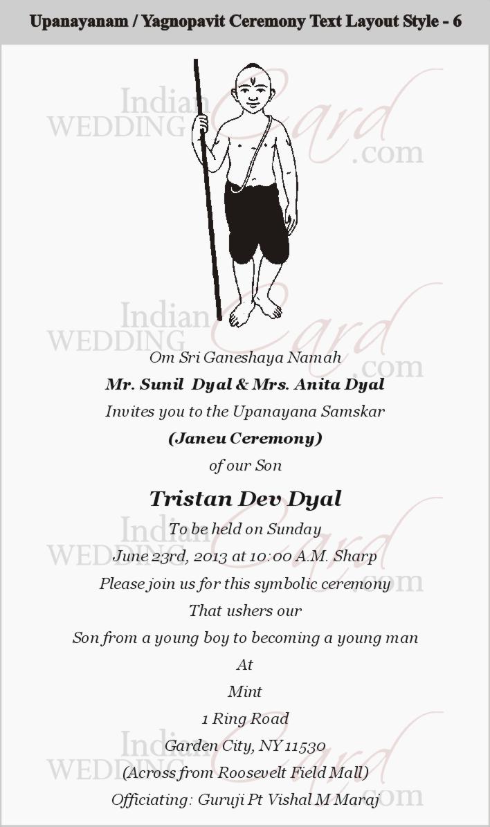 Janeu Invitation Card Sample