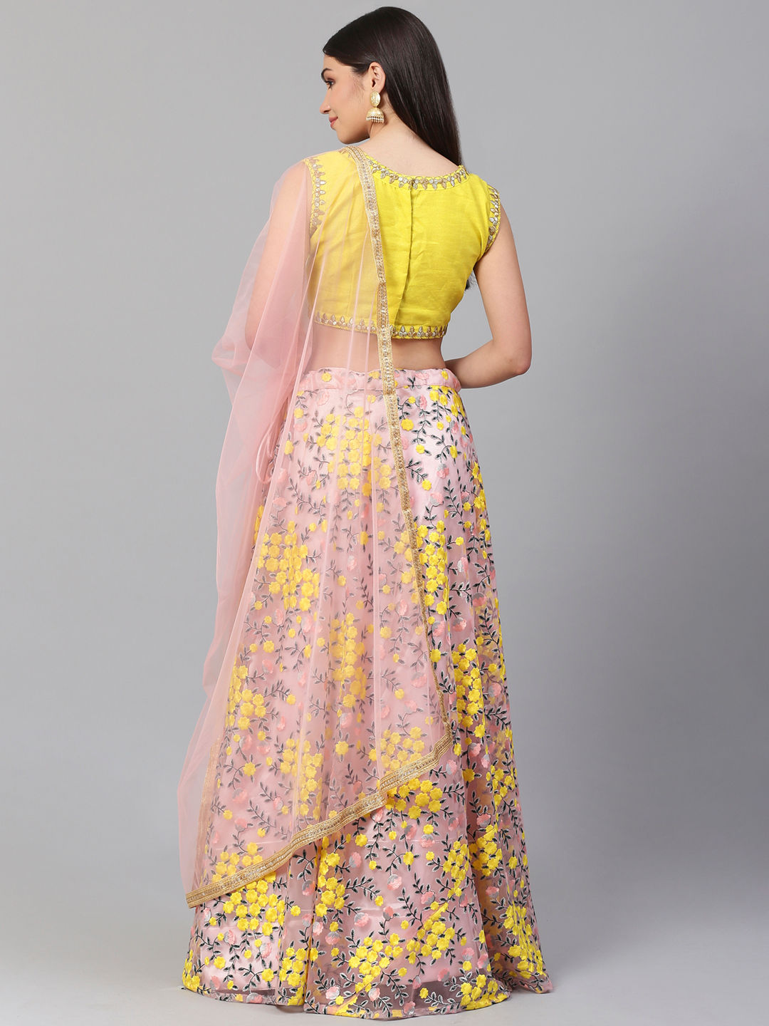 YELLOW GOLD EMBELLISHED LEHENGA SET WITH HOT PINK DUPATTA – Swish By Dolcy  & Simran