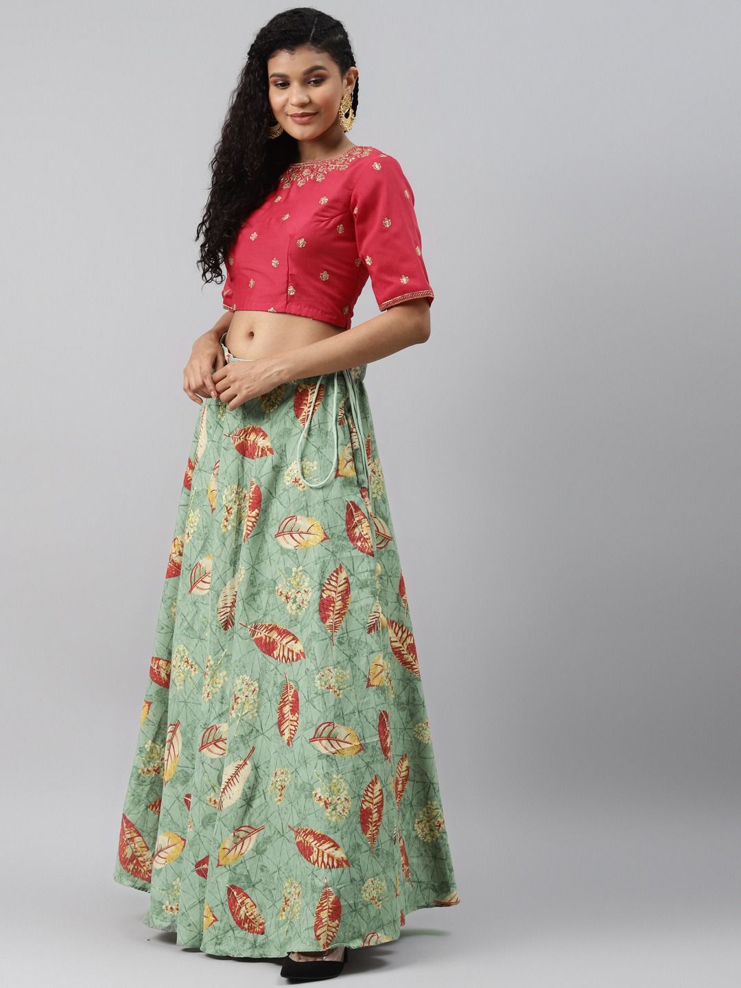 Ariyana Couture Floral Embroidered Lehenga Set | Green, Thread, Blouse,  Round, Full | Fashion, Green lehenga, Aza fashion