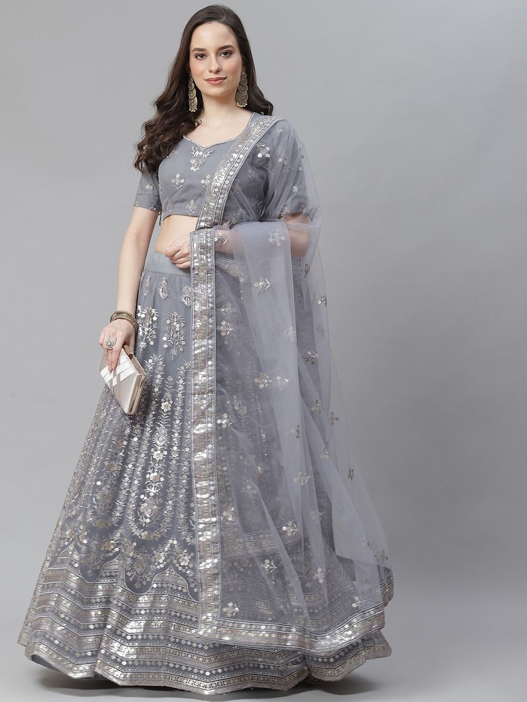 Black and Grey Lehenga Choli with Dupatta – Roop Sari Palace