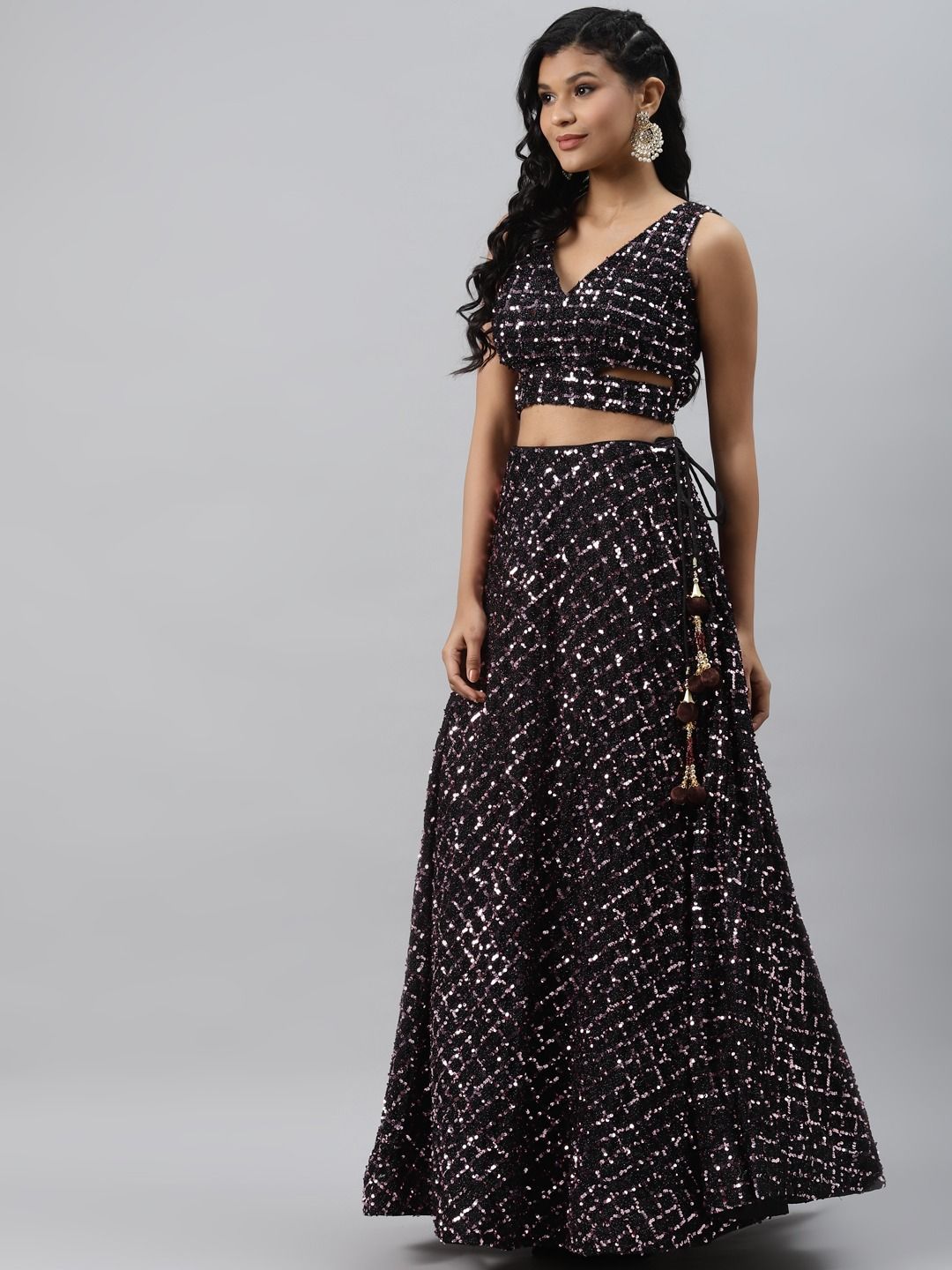 Black Floral Lehenga Crop Top | Off The Shoulder | HARLEEN KAUR –  HarleenKaur