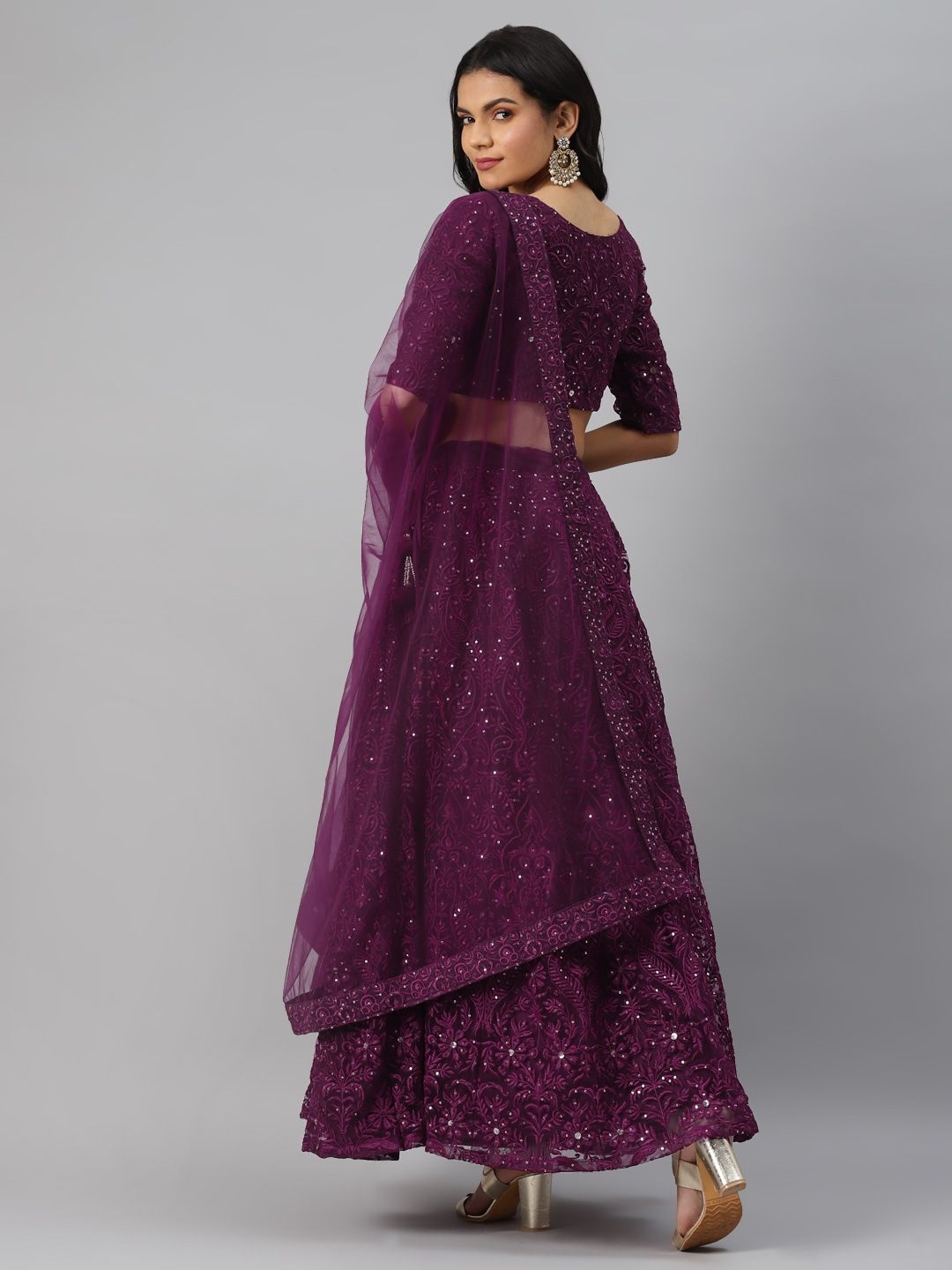 Buy Grape Purple Zardosi Embroidered Silk Bridal Lehenga Online | Samyakk