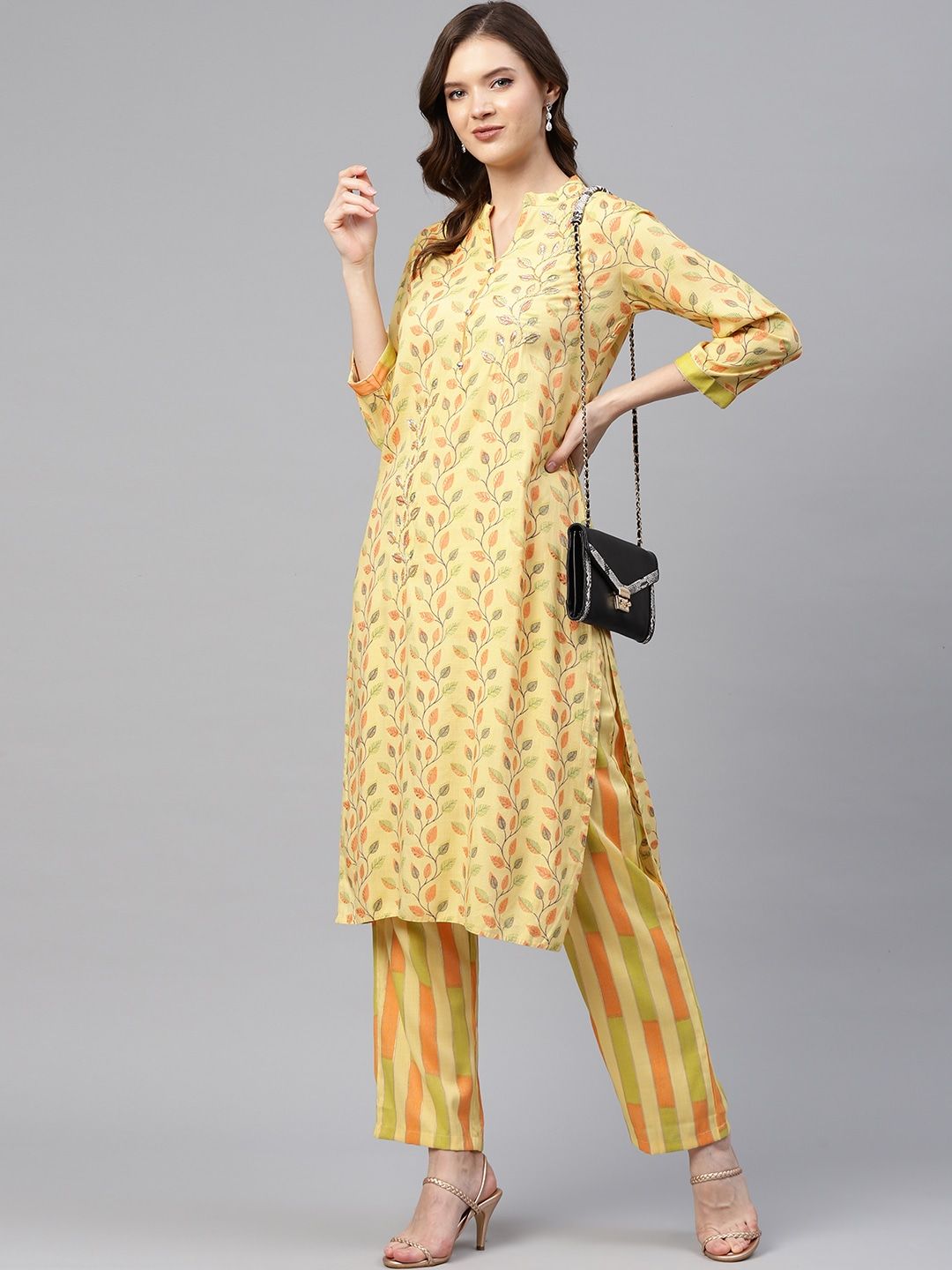 straight-style-rayon-fabric-yellow-color-kurta-zardozi-printed-work-bottom