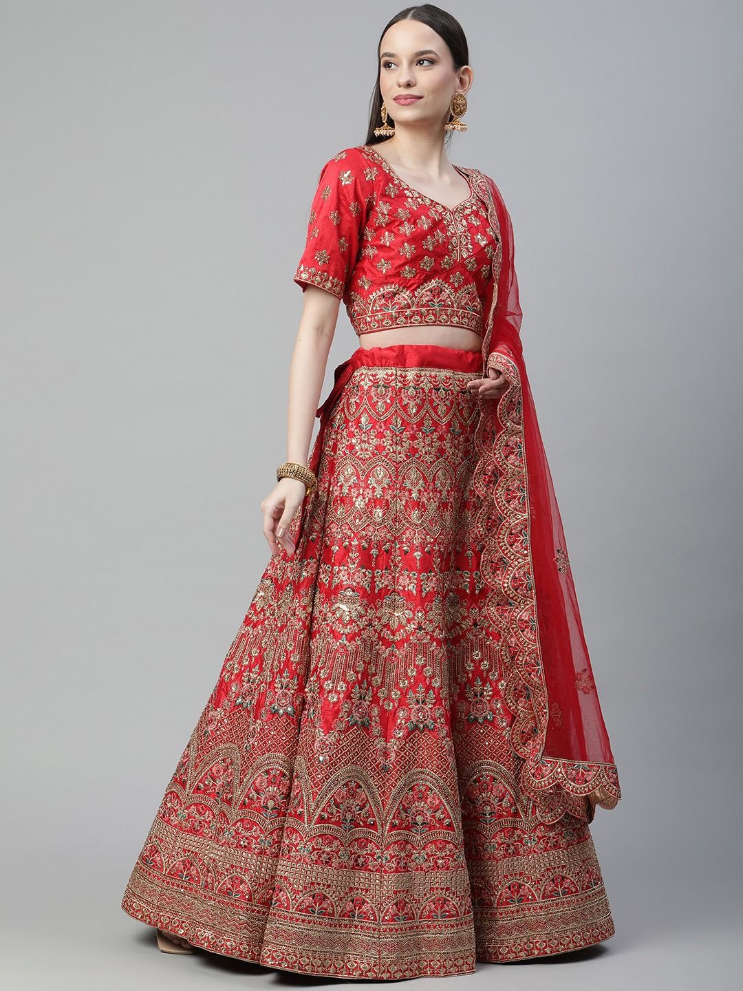 Pure raw silk zari & sequence worked lehenga choli Fabric Details : ✨Pure  satin silk crepe semi stitch Lengha… | Raw silk dress, Lehenga for girls,  Gown party wear