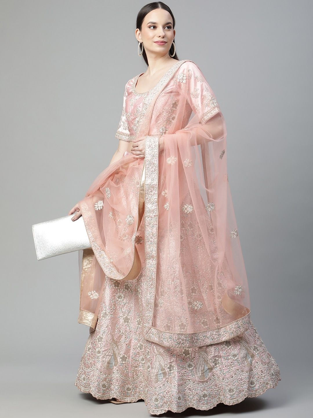 Mauve Pink Color Crepe Fabric Heavy Work Lehenga Choli