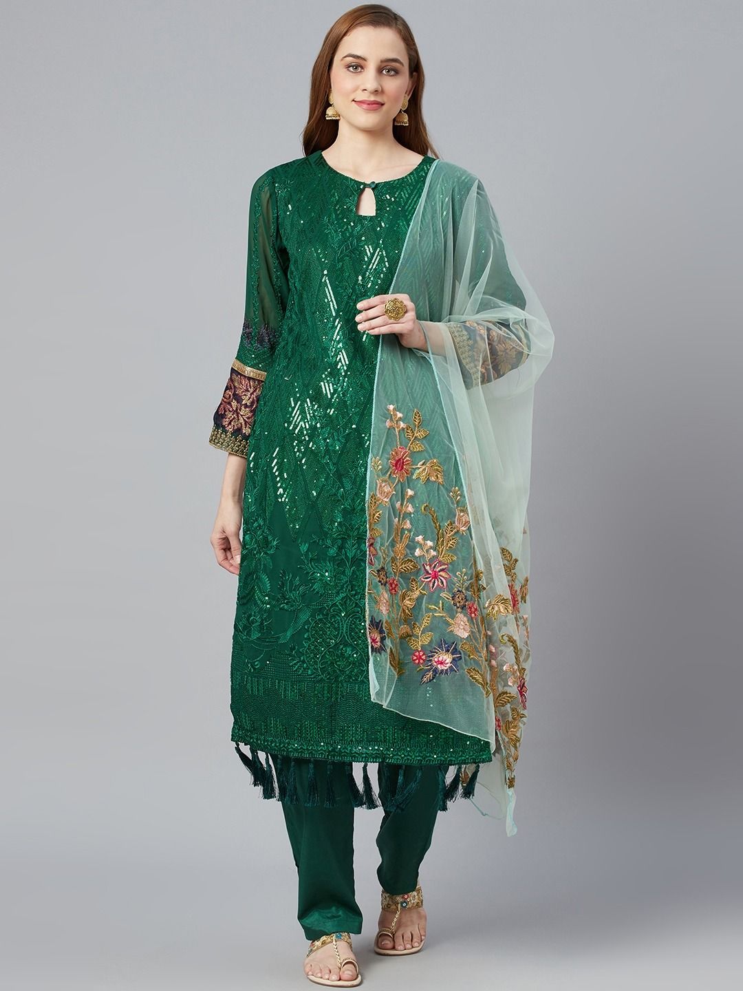 Georgette Fabric Green Color Kurta in 