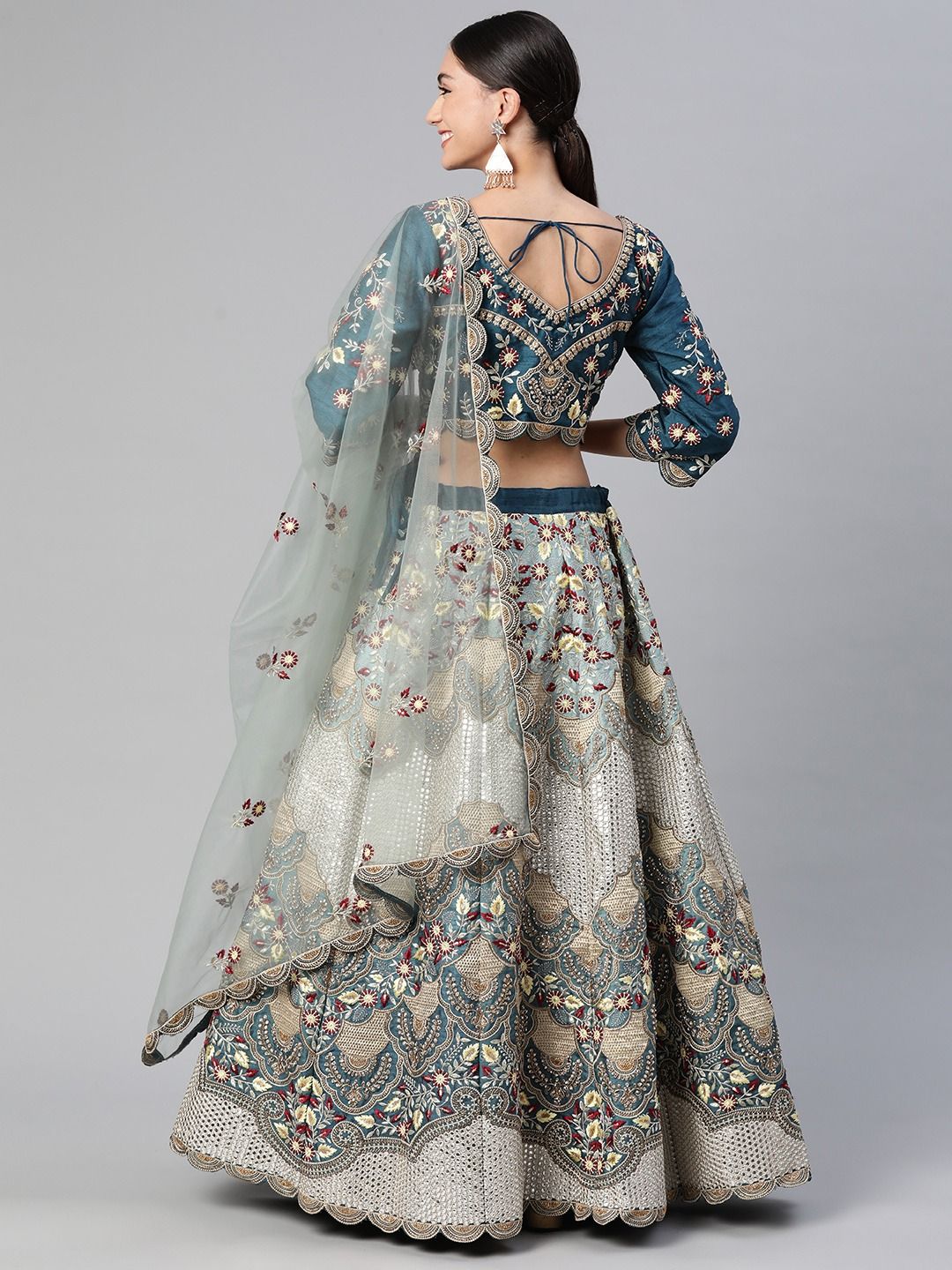 Party wear grey net a line lehenga 205 | Lehenga style, Lehenga designs, Designer  lehenga choli