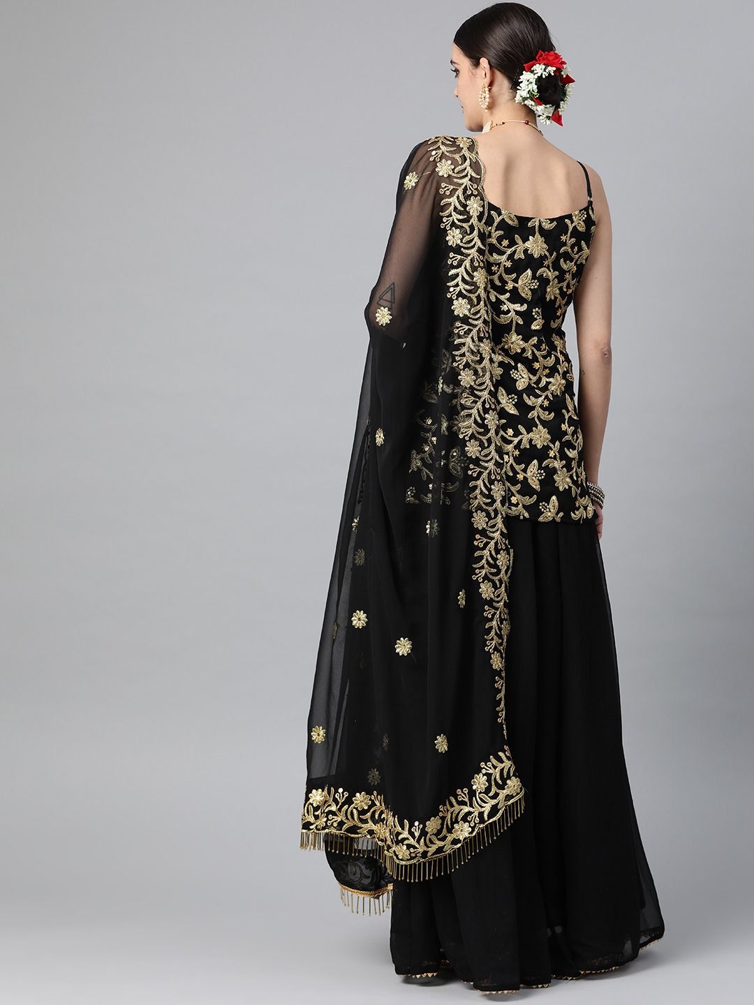 Black Velvet Kurti and Sharara Set – KavitaBhartia