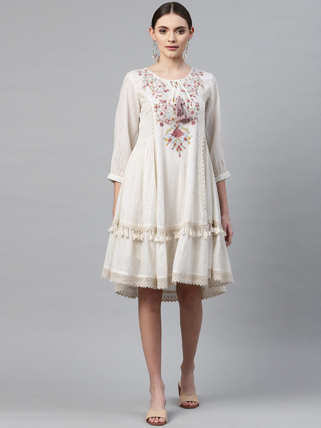 Buy White Embroidered Girls Frock  Mumkins