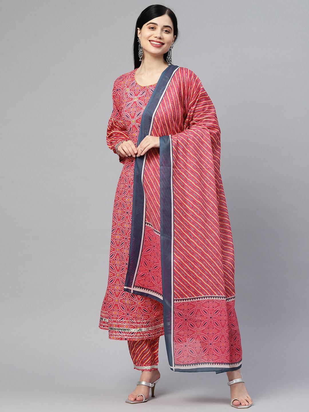 Pink Solid Anarkali Cotton Kurta