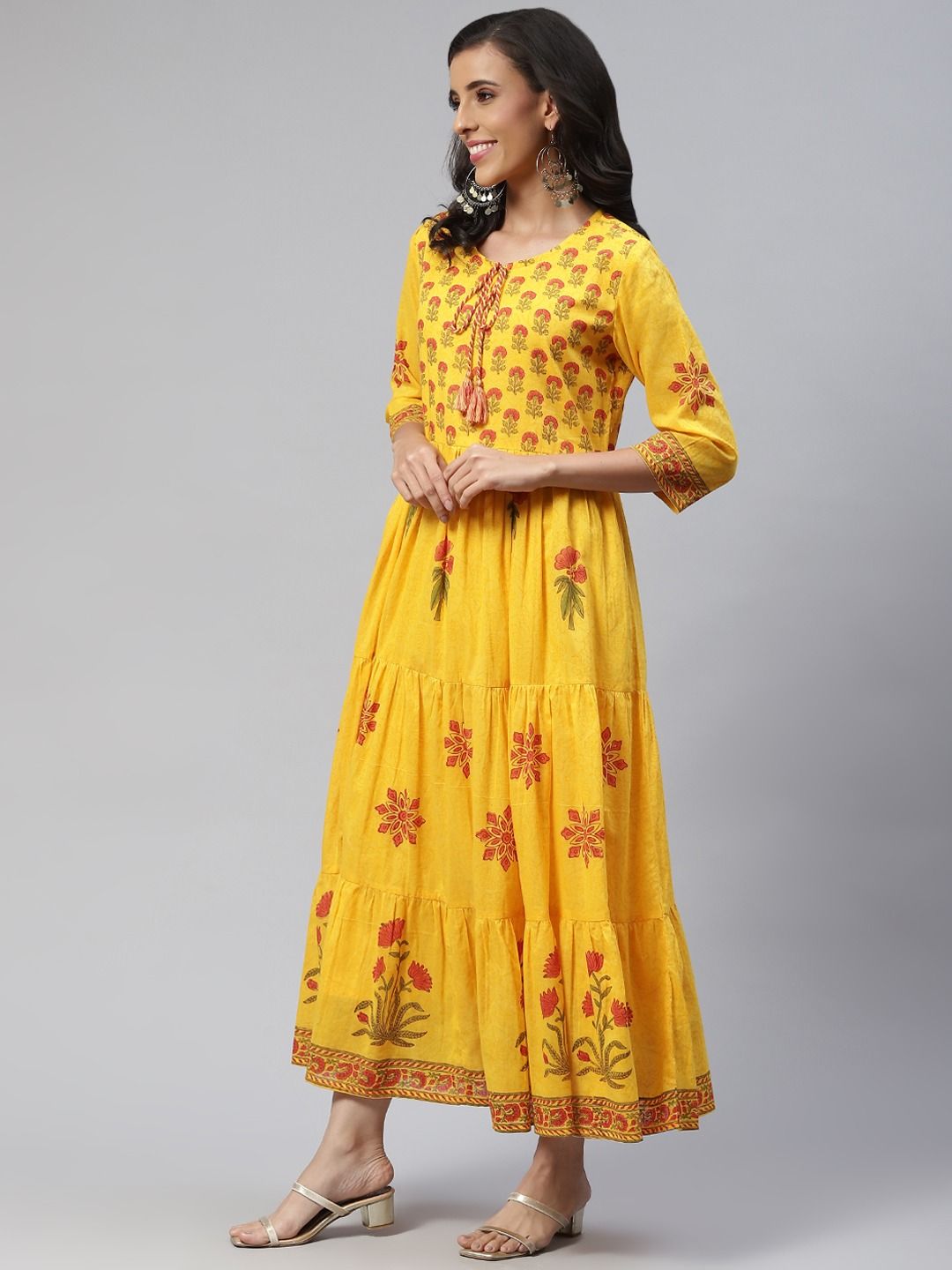 Mustard Color Handloom Slub Cotton Casual Office Wear Kurti - 2807142281