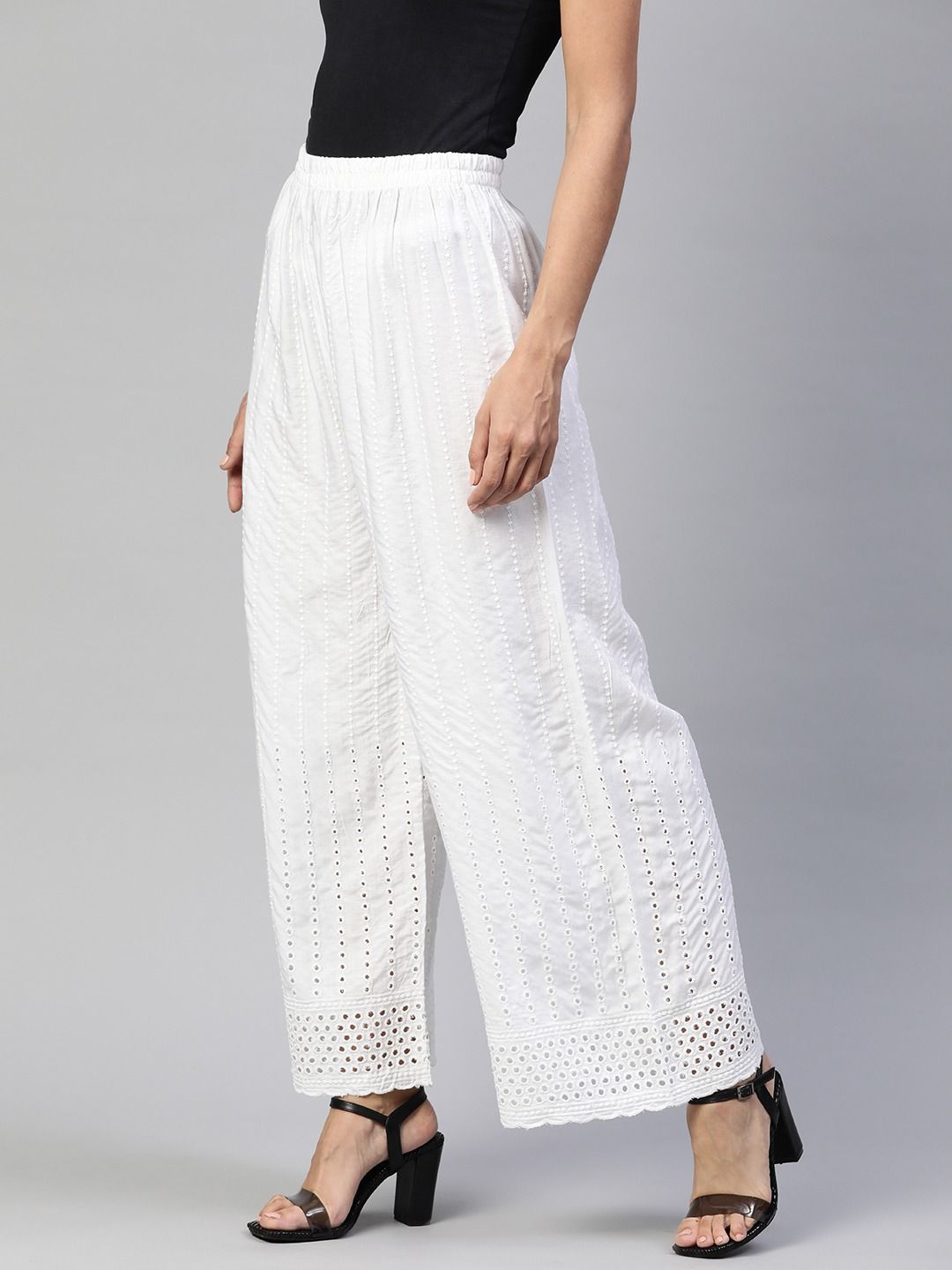Large pants Valerie Khalfon White size 40 FR in Polyester - 40925876