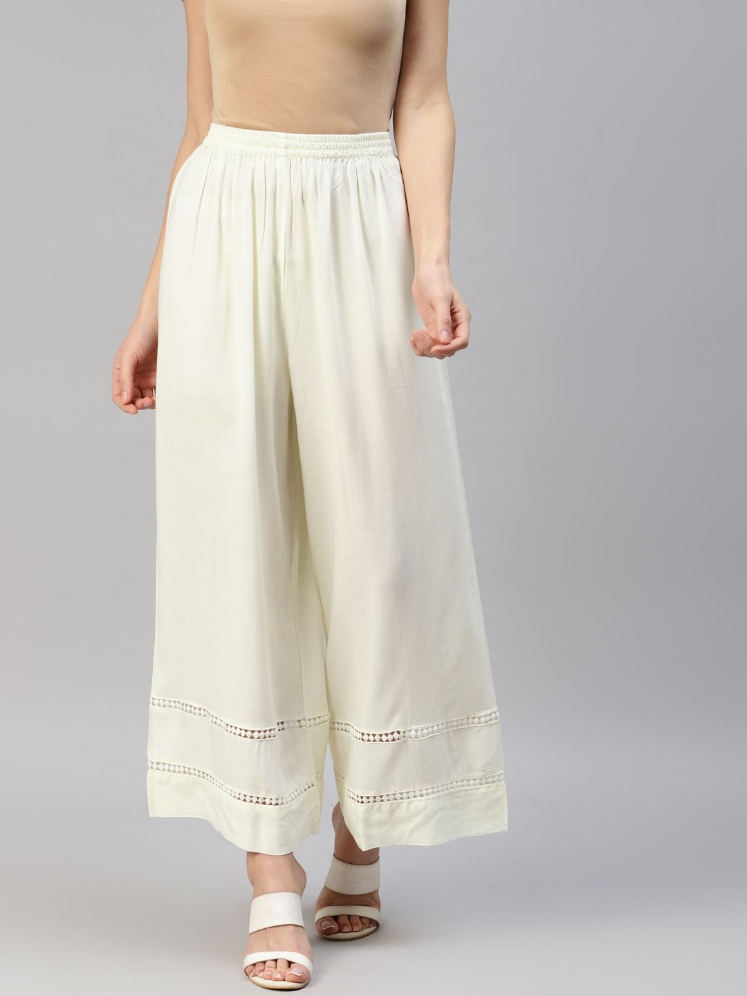 Fsqjgq Casual Comfy High Waist Palazzo Pants Cream Pants for Women High  Waist Wide Leg Pants Solid Pleated Casual Pants Pockets Trousers Multi-Color  L - Walmart.com