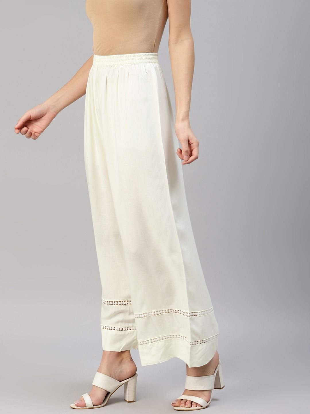 Color India Cream Gotta Palazzo Pants For Girl's - Color India - 2822825