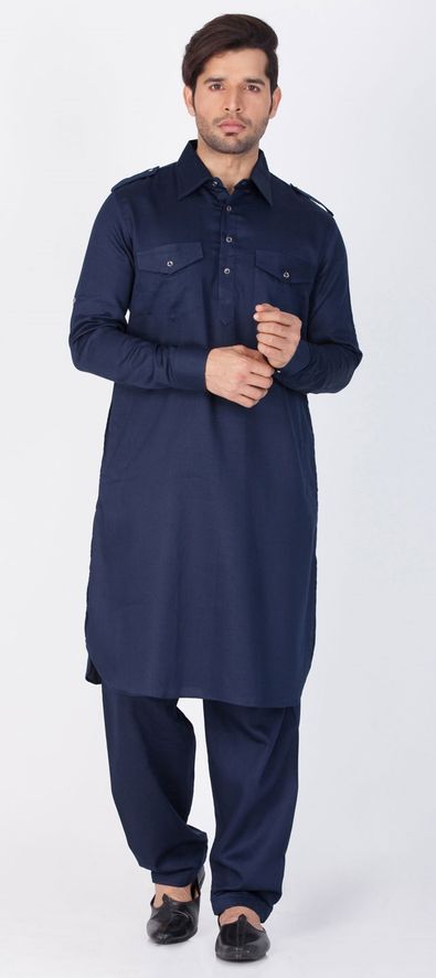 1530254: Blue color Cotton fabric Pathani Suit