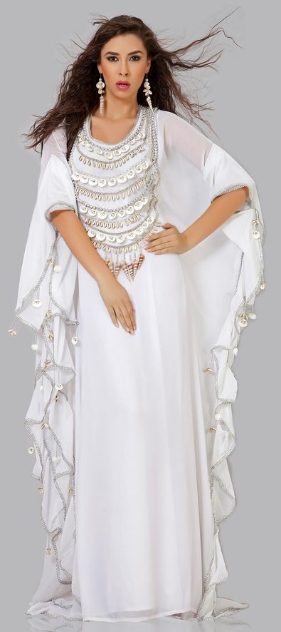 Off white silk kaftan dress main image 0