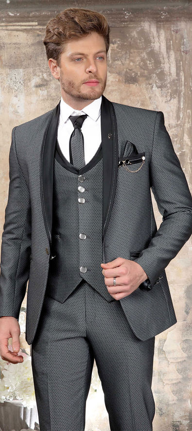 Grey color Imported fabric 3 Piece Suit 