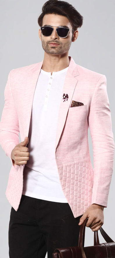 light pink linen blazer