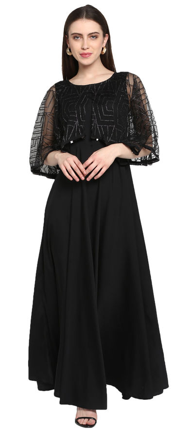 Black Net Pant Style Suit 210142