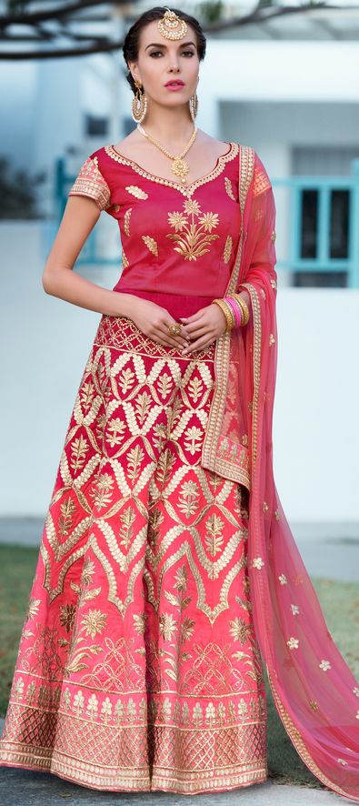 bridal lehenga in gota patti work