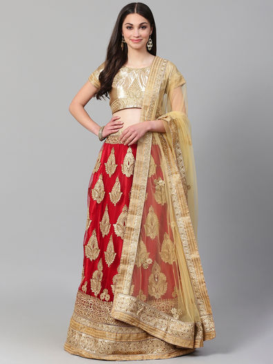 Beige Red Bridal Lehenga Woman Velvet Designer Heavy Chaniya Choli Net  Dupatta - FASHION BAZAR 365