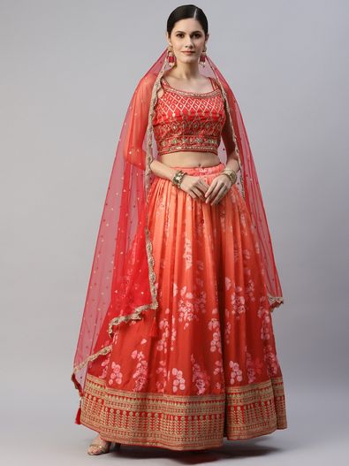 Buy Beige Sequins Georgette Lehenga Choli Online At Zeel Clothing