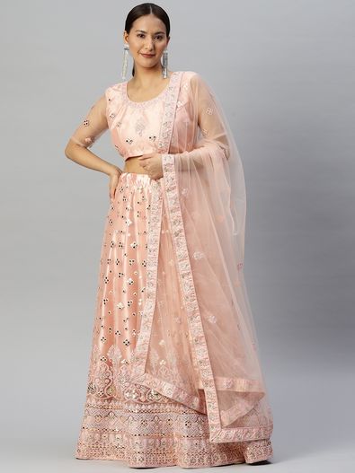 Peach Lehenga Choli With Stone Work Online - Rutbaa