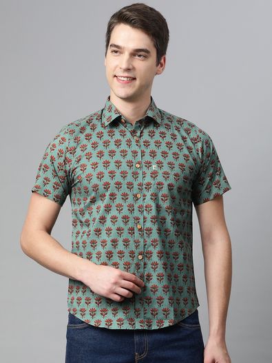 Handblock Printed Pure Cotton Men's Half Sleeves Shirts Manufacturer  Supplier from Jaipur India