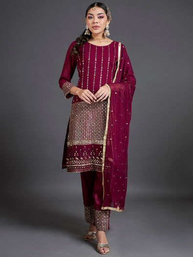 Chiffon Embroidered Dress Material - Get Best Price from Manufacturers &  Suppliers in India