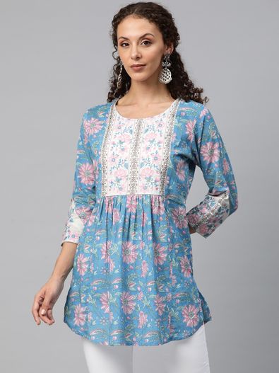 Designer Print Flared Hem Mini Sheath Dress, Indo western dress | eBay