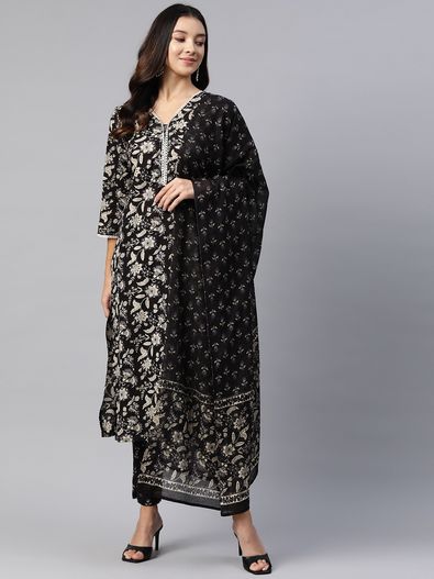 Cotton Blend Women's Kurti Pant Printed Beautiful Kurta Pajama