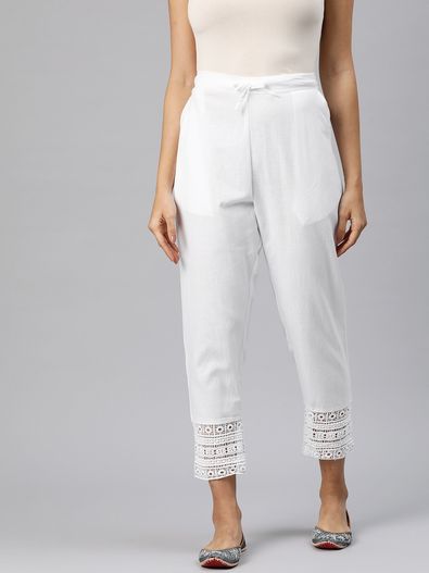 I WISHER Women Regular Fit Lycra Cotton Blend Flex Solid Trouser Pant |  gintaa.com
