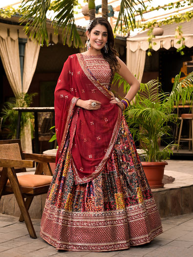 Wedding wear red georgette printed lehenga choli - G3-GCS0841 |  G3fashion.com