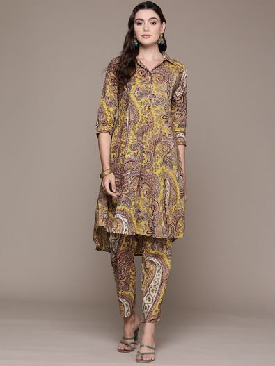 Yellow Printed Co-Ords Set For Womens at Rs 1800/set