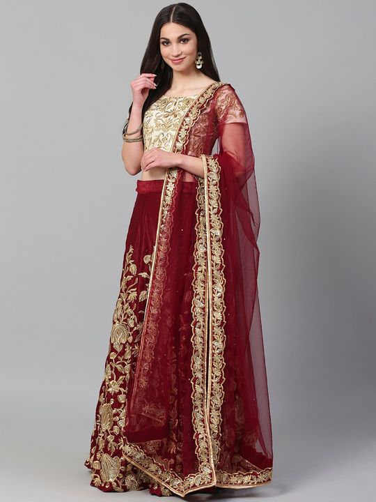 Janhvi Kapoor's maroon and gold lehenga is ideal for your sister's wedding  | VOGUE India