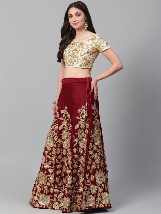 Buy Maroon Net Lehenga Choli (NWG-752) Online