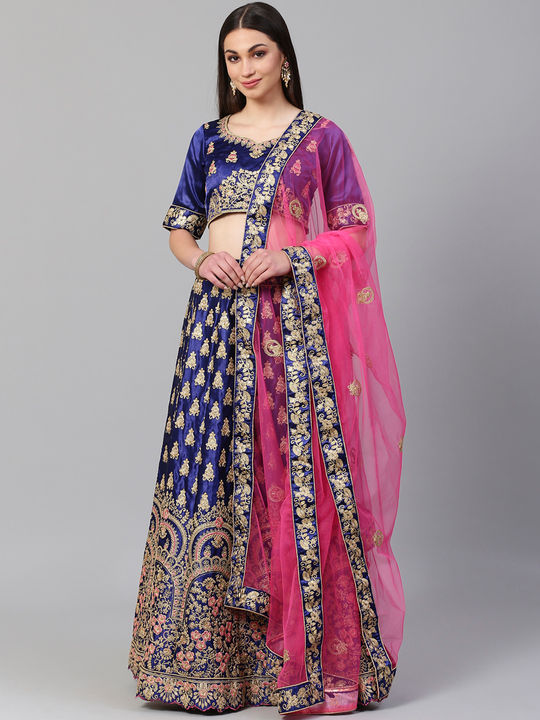 Sky Blue Colored Wedding Wear Lehenga Choli With Pink Soft Net Dupatta –  Cygnus Fashion