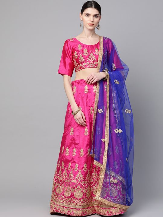 Pure Silk Blue Pink Lehenga Choli For Women || Rooprekha – rooprekha