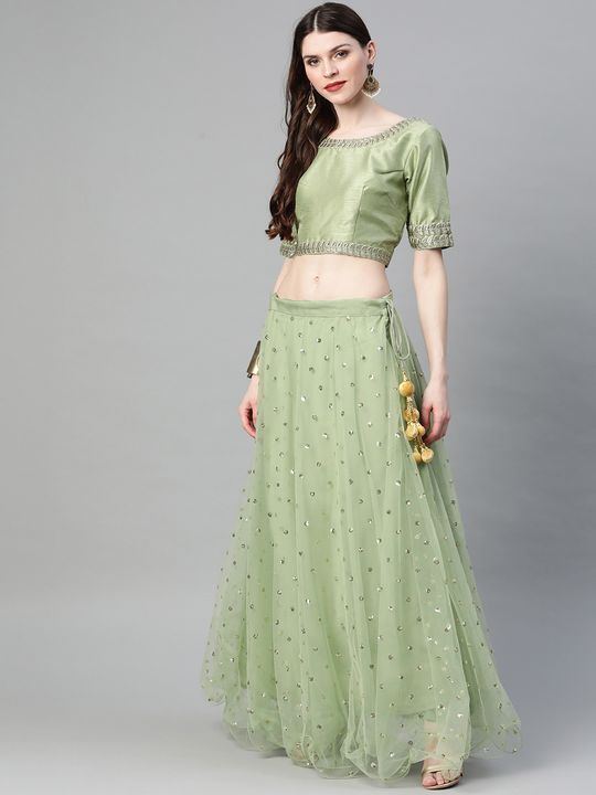 Lime Lehenga Choli With Handwork Blouse And Embroidered Waistline – Akashi  designer studio