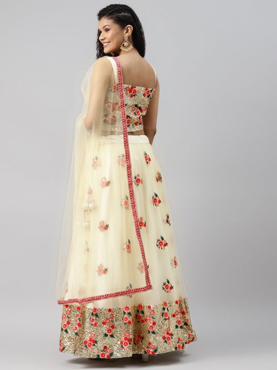 Net Semi-Stitched Cream Color Bridal Lehenga Choli, Size: Free Size, Lehenga ,Blouse & Dupatta at Rs 6490 in Surat