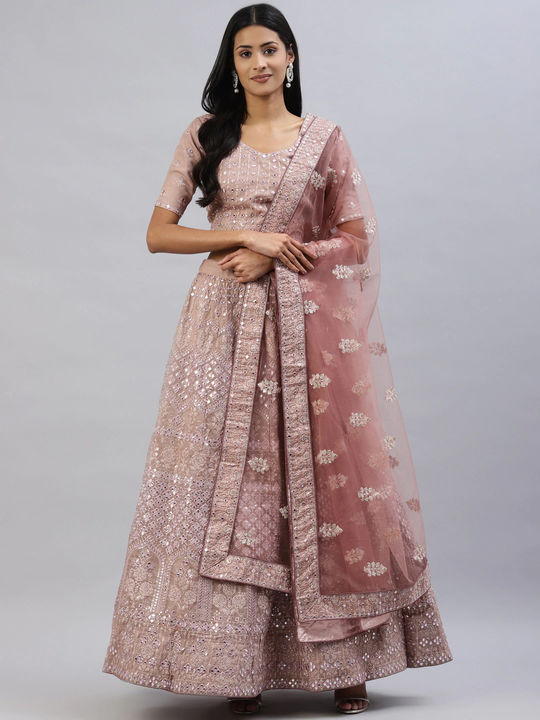 Crepe Embroidery Bridal Lehenga Choli In Beige Colour - LD4900625