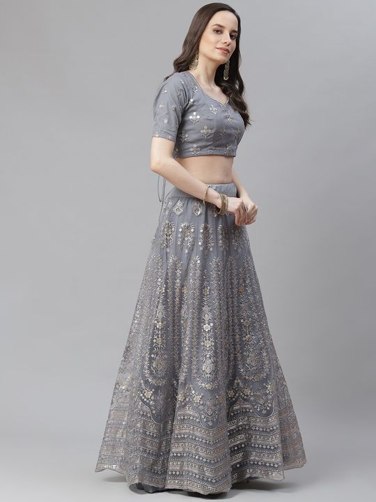 Bollywood Georgette Grey Embroidery And Zari Lehenga Choli - Freyaa -  3698709