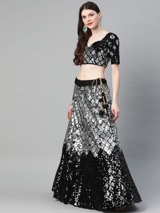 Black and Teal Sequence Embroidered Lehenga Choli - Indian Heavy Anarkali  Lehenga Gowns Sharara Sarees Pakistani Dresses in USA/UK/Canada/UAE -  IndiaBoulevard